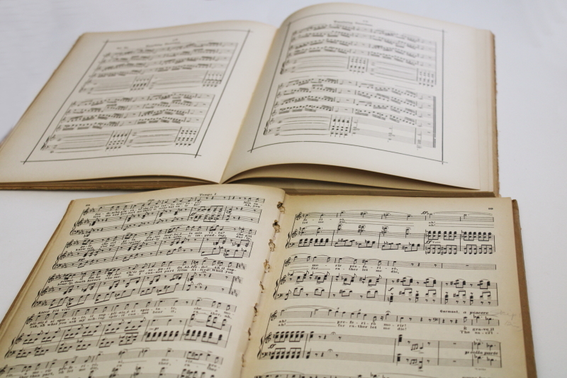 photo of antique music books, singers opera scores neutral colors shabby vintage decor #5