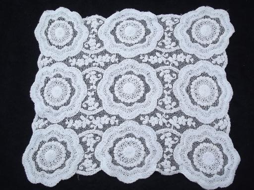 photo of antique net lace runner table set, tambour lace or embroidered lace #3