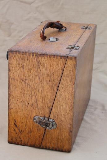 photo of antique oak case tube tester, 1940s electronic tester for radio tubes  #2