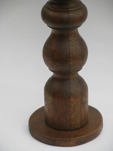 photo of antique oak newel stair corner post, architectural salvage candlestick #2