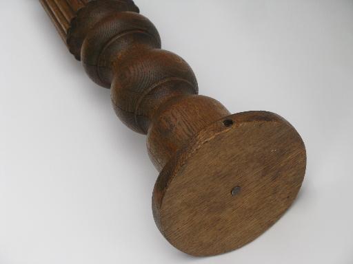 photo of antique oak newel stair corner post, architectural salvage candlestick #5