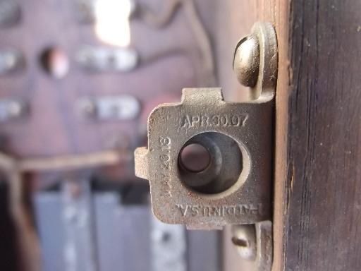 photo of antique oak wall telephone ringer box w/1913 patent date for restoration #9