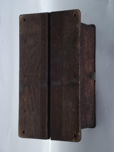 photo of antique oak wall telephone ringer box for restoration 1913 patent date #10