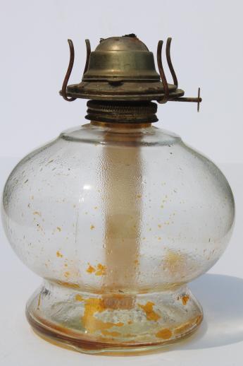 photo of antique oil lamps lot, collection of old glass lamp bases for kerosene lamps #2
