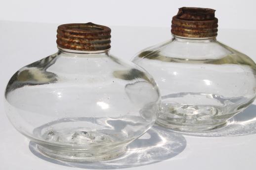 photo of antique oil lamps lot, collection of old glass lamp bases for kerosene lamps #10