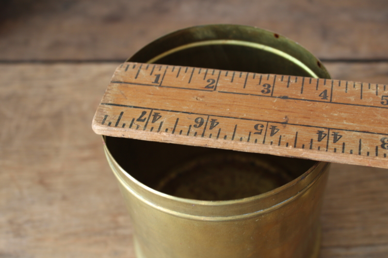 photo of antique or vintage brass canister, unlined can w/ lid, tobacco tin humidor  #7
