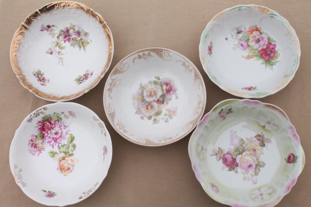 photo of antique painted china bowls, collection of early 1900s vintage dishes w/ pretty florals #1