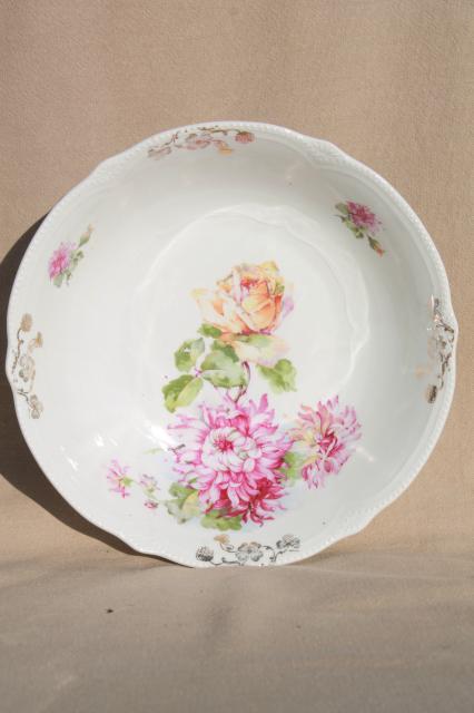 photo of antique painted china bowls, collection of early 1900s vintage dishes w/ pretty florals #3