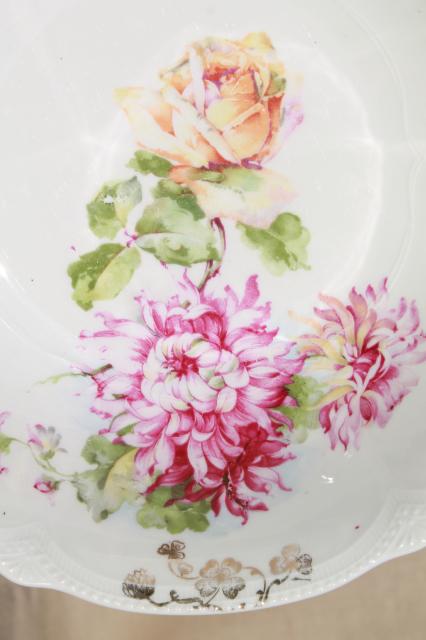 photo of antique painted china bowls, collection of early 1900s vintage dishes w/ pretty florals #4