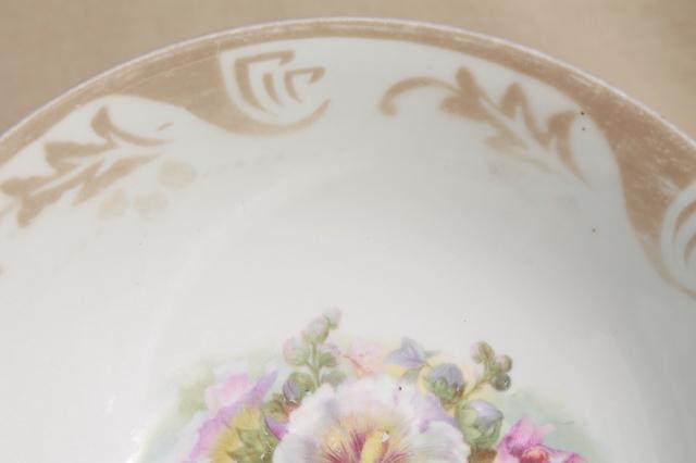 photo of antique painted china bowls, collection of early 1900s vintage dishes w/ pretty florals #7