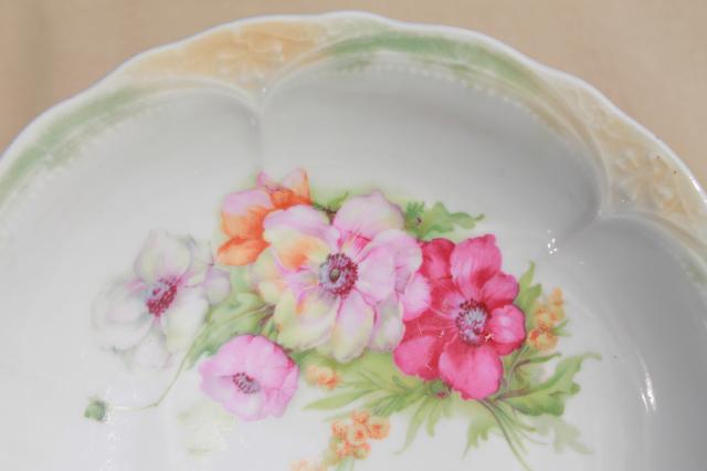 photo of antique painted china bowls, collection of early 1900s vintage dishes w/ pretty florals #14