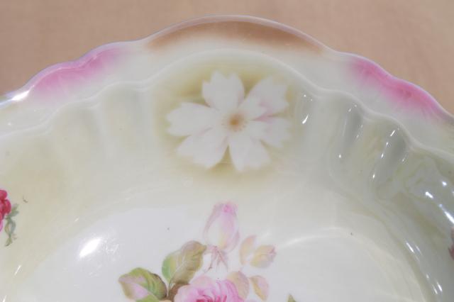 photo of antique painted china bowls, collection of early 1900s vintage dishes w/ pretty florals #17