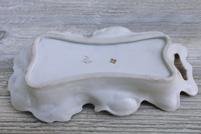 photo of antique painted luster china tray for little tea spoons, RS Prussia style floral mold #4