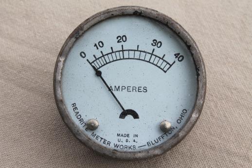 photo of antique panel  meter for amperes, steampunk vintage Readrite ammeter for electric panel  #1