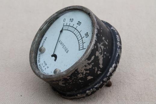 photo of antique panel  meter for amperes, steampunk vintage Readrite ammeter for electric panel  #2