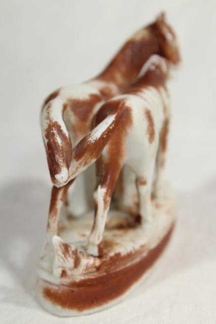 photo of antique parian bisque china figurine marked Germany, horses mare and foal #6