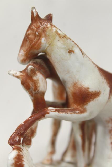 photo of antique parian bisque china figurine marked Germany, horses mare and foal #10