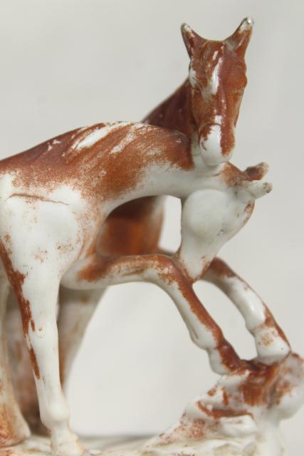 photo of antique parian bisque china figurine marked Germany, horses mare and foal #11