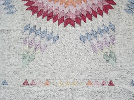 photo of antique patchwork quilt w/ center star, depression vintage radiant starburst quilt #3