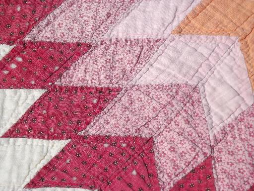 photo of antique patchwork quilt w/ center star, depression vintage radiant starburst quilt #5