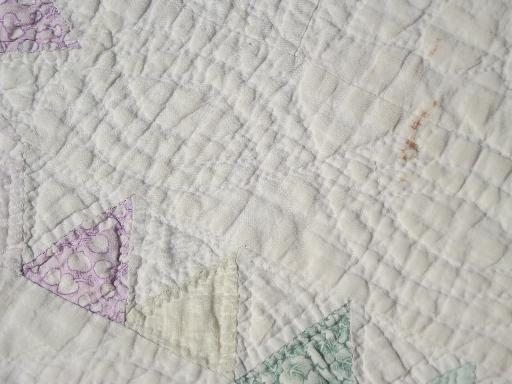 photo of antique patchwork quilt w/ center star, depression vintage radiant starburst quilt #7