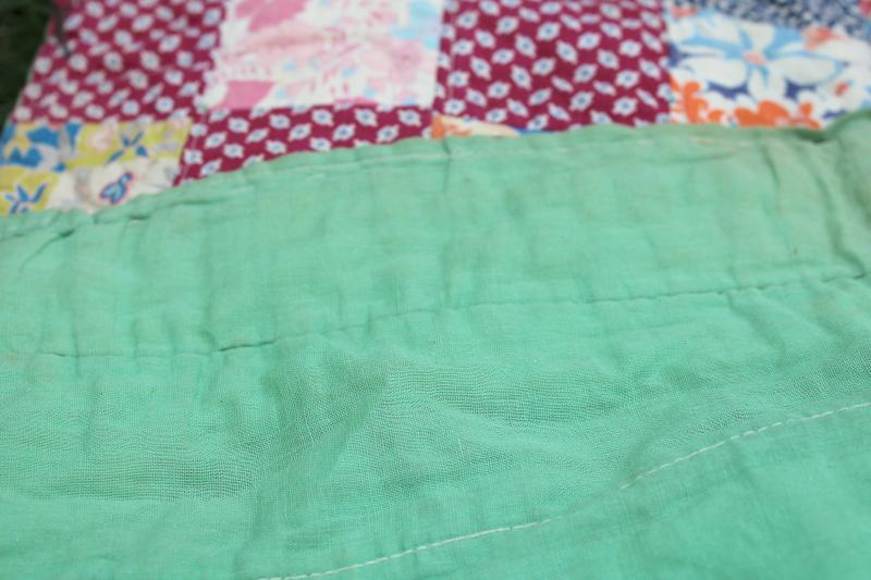 photo of antique patchwork quilt doll bed size blanket, early 1900s vintage cotton fabric #6