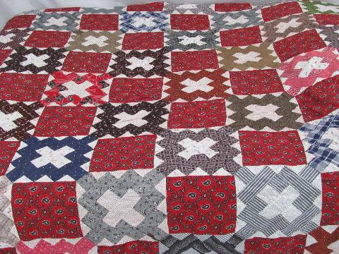 photo of antique patchwork quilt tops lot, cotton prints, vintage country farm primitive tablecloths #3