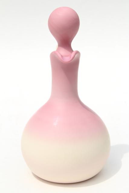 photo of antique peach blow glass cruet bottle w/ stopper, early 1900s vintage #2