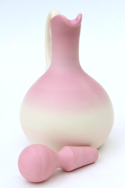 photo of antique peach blow glass cruet bottle w/ stopper, early 1900s vintage #6