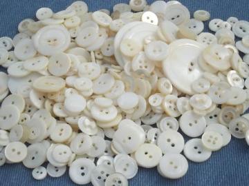 catalog photo of antique pearl  shell buttons, lot assorted vintage mother of pearl buttons  