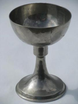 catalog photo of antique pewter goblet w/ 1910 patent date, Wettergren Furer New York