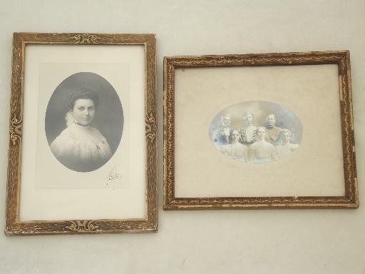 photo of antique photos in  shabby old gold wood frames, pretty girls circa 1900 #1