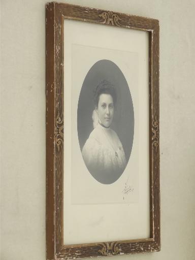 photo of antique photos in  shabby old gold wood frames, pretty girls circa 1900 #6