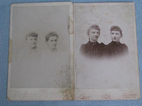 photo of antique photos lot, circa 1880s girls, lady in hat, cabinet portraits #3