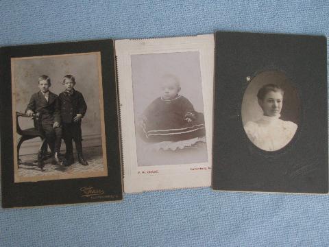 photo of antique photos lot, circa 1880s girls, lady in hat, cabinet portraits #4