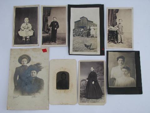 photo of antique photos lot, circa 1900 farm scene & gibson girl portraits #1