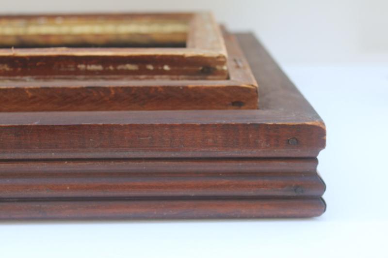 photo of antique picture frames, deep well wood frames w/ marbled grain, gold tortoise spotted painted finish  #2