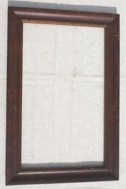 photo of antique picture frames, grained wood frame pair, early 1900s vintage #6