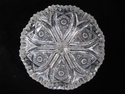 photo of antique pierced metal server w/ ornate pattern glass bowl, candy or nut dish #5