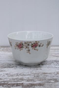 catalog photo of antique pink blue teal brown floral Warwick china cranberry bowl, early 1900s vintage