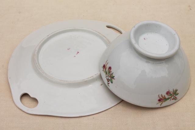 photo of antique pink moss rose Haviland china, anchor rope coffee pot w/ dessert or tea set #3