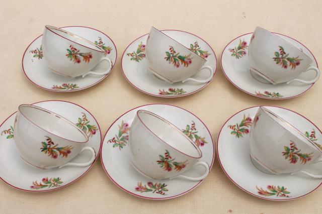 photo of antique pink moss rose Haviland china, anchor rope coffee pot w/ dessert or tea set #4