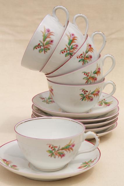 photo of antique pink moss rose Haviland china, anchor rope coffee pot w/ dessert or tea set #5