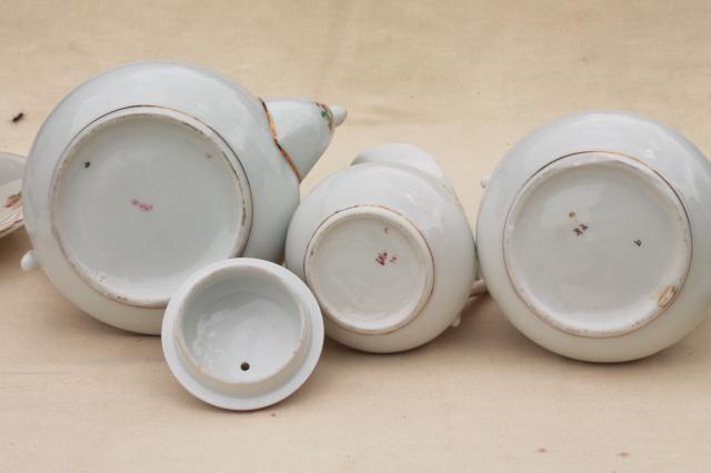 photo of antique pink moss rose Haviland china, anchor rope coffee pot w/ dessert or tea set #16