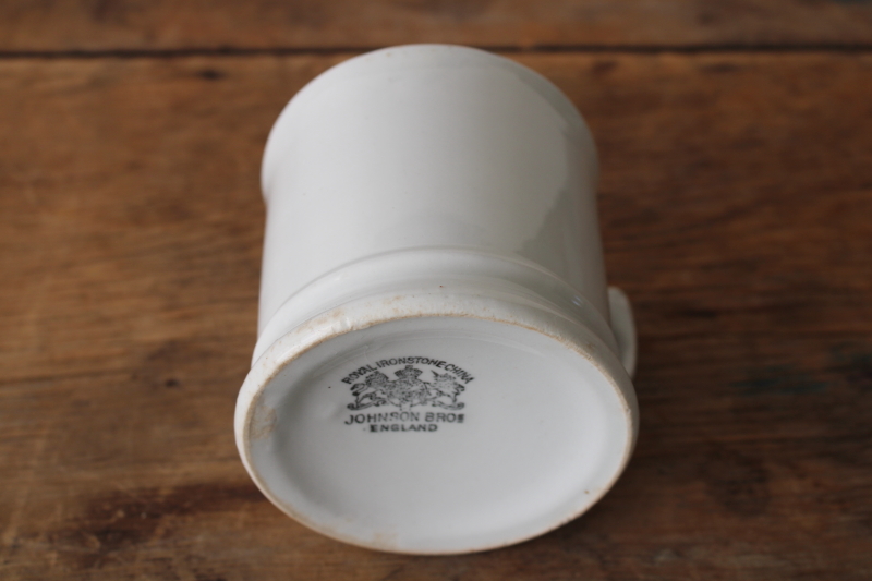 photo of antique plain white ironstone mug, Johnson Bros Royal Ironstone China turn of the century vintage  #3