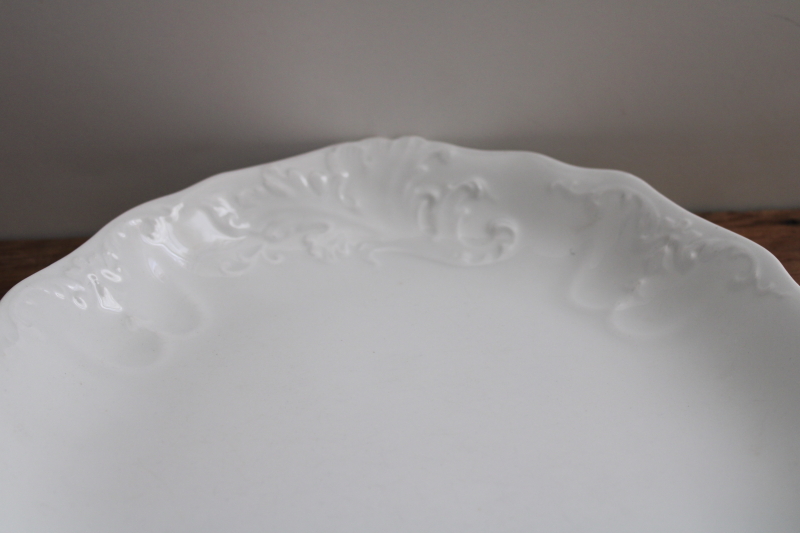 photo of antique platter w/ heavy embossed acanthus leaf Tracery, Johnson Bros Royal Ironstone China #4