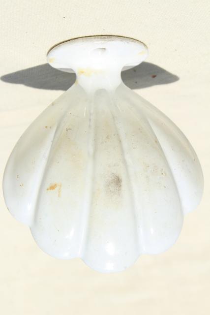 photo of antique porcelain cast iron wall mount soap dish sea shell, 1920s vintage #4