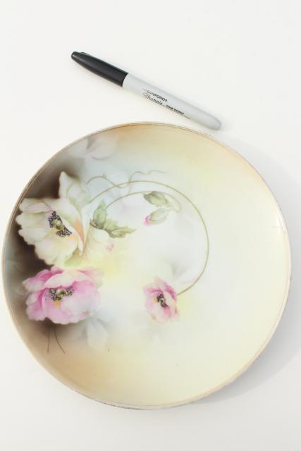 photo of antique porcelain plates w/ hand painted roses, vintage shabby chic floral wedding china #11