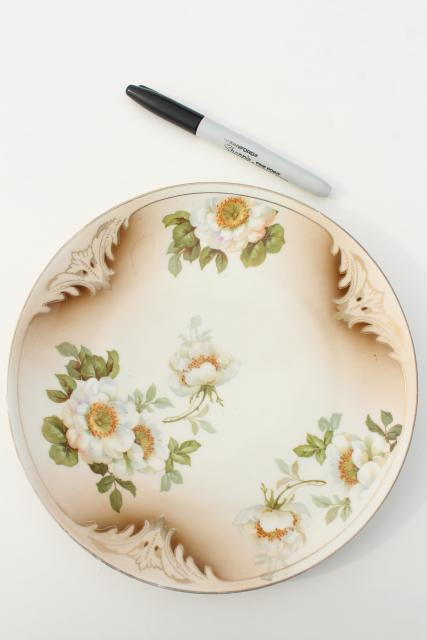 photo of antique porcelain plates w/ hand painted roses, vintage shabby chic floral wedding china #15