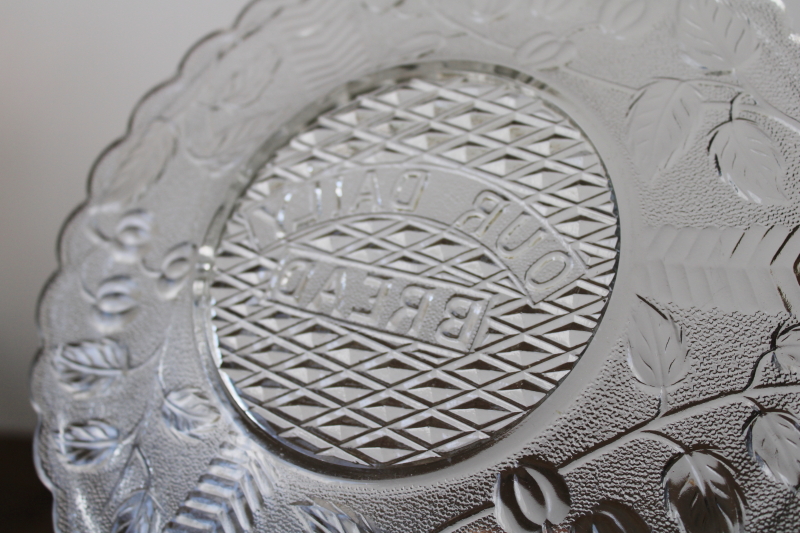 photo of antique pressed glass Our Daily Bread plate round tray cherries & wheat, Victorian vintage EAPG  #3